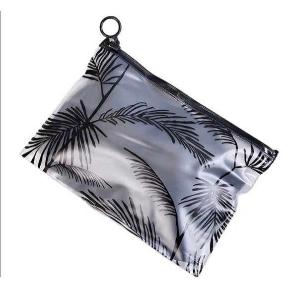 Tropical Holiday Palm Trees Clear Frosted Transparent PVC Makeup / Bikini Bags - Picture 1 of 6